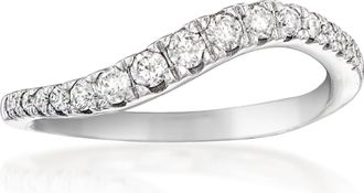 Ross-Simons Diamond Wavy Ring in Sterling Silver