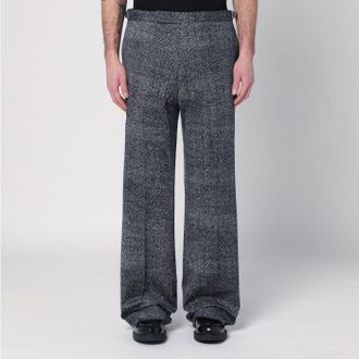 Prada Pantalone a spina di pesce nero/bianco