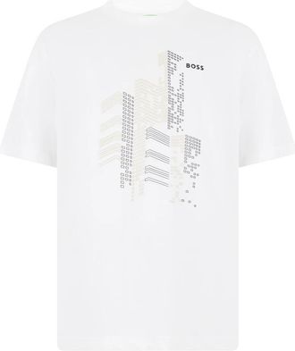 HUGO BOSS T-shirt met grafisch ontwerp - Heren - T-shirts - Wit - 2XL - Katoen - Tops