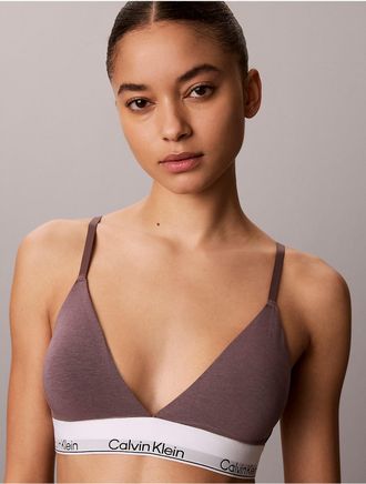 Calvin Klein Womens Icon Cotton Modal Lightly Lined Triangle Bralette - Grey - XXS