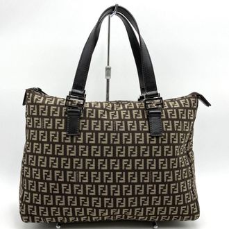 Fendi Brown Canvas Handbag Tote Bag (Pre-Owned)