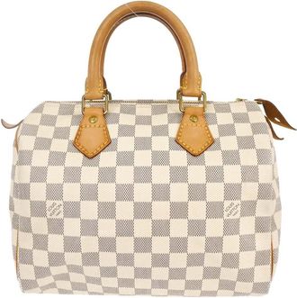 Louis Vuitton Speedy Handbag Damier White Canvas Handbag (Pre-Owned)
