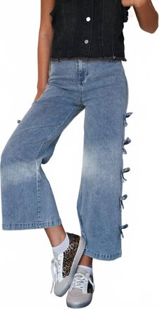 Entro Bow Detail Wide Leg Jeans In Medium Wash