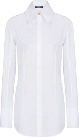 Balmain Cotton poplin shirt - Dames - Overhemden - Wit - S - Katoen - Overhemden