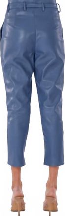 Dolce Cabo Leather Crop Pants In Steel Blue