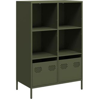 vidaXL Credenza Verde Oliva 68x39x103,5 cm in Acciaio - Vidaxl