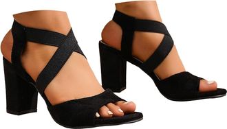 Generic Low Chunky Block Heel,Comfortable Walking Strappy Open Toe Sandals for Women Dressy Womens Sandals | Comfy Ankle Strap & Cross Straps | Open Toe Summe