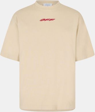 Off-white Mens Off White Off Vinyl Tee in Beige/Red - Size X-Small
