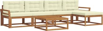 vidaXL Conjunto De Sof&aacute;s De Exterior 6 Uds. Natural Y Crema Vidaxl