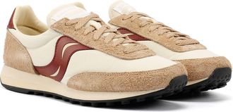 Saucony Unisex Trainer 80 Original Beige/Burgundy Trainers Suede - Size UK 7