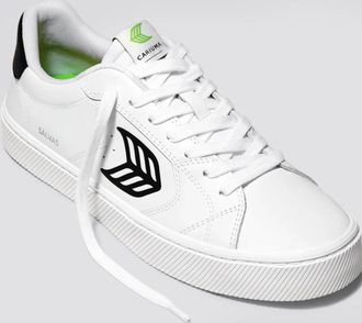 Cariuma Mens Cariuma Salvas Sneakers White Black Leather Lifestyle Shoes HAWK998