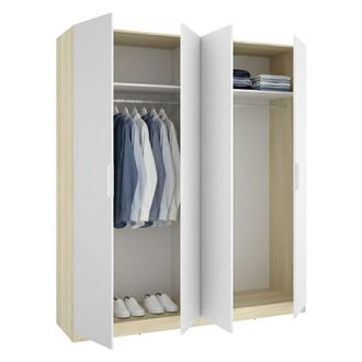 Dmora Gran Armario Holder, Ropero Dormitorio 2 Estantes, Perchero, Cajones, 51x204h Cm Blanco