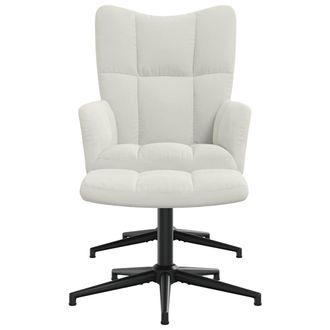 vidaXL Sill&oacute;n De Relax Con Taburete Terciopelo Blanco Crema Vidaxl