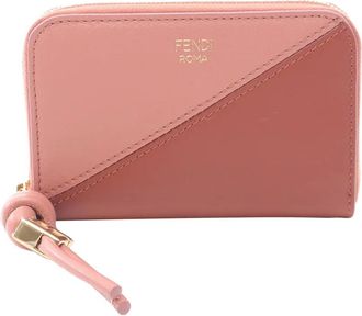 Fendi 2010-2025 Mini Leather FF Diamond Zip Around Wallet small wallets - Rosa