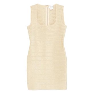 H&eacute;rve L&eacute;ger Short Dresses, female, Yellow, S, Ribbed Dress