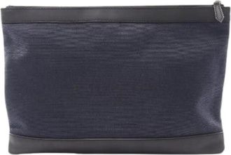 Balenciaga Pre-owned Navy Clip L Canvas Clutch Bag - Dames - Vintage Clutch - Blauw - ONE Size - Leer - Vintage