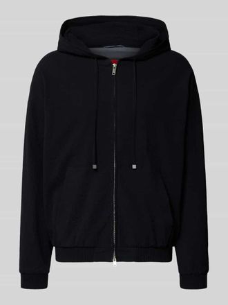 HUGO BOSS Relaxed Fit Sweatjacke aus reiner Baumwolle Modell Hootailored262X in Black, Gr&ouml;&szlig;e 102