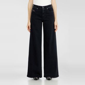 Diesel Flare Jeans Regular Waist 1978 D-Akemi, Black/Dark grey, Zip fly