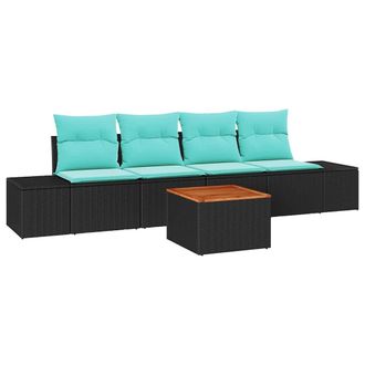 vidaXL Set Divano Da Giardino 5 Pz Nero Polyrattan Vidaxl