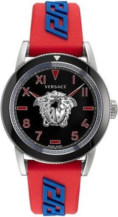 Versace V-Palazzo Herenhorloge- Blauw-Rood Siliconen - Heren - Horloges - Veelkleurig - ONE Size - Accessoires