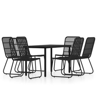vidaXL Juego De Comedor De Jard&iacute;n 7 Piezas Negro Vidaxl