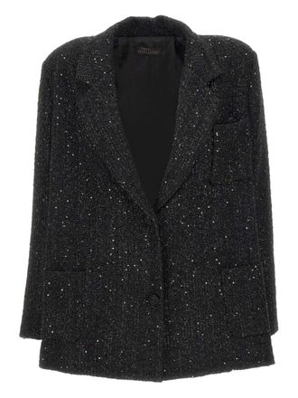 Twentyfourhaitch sequin-embellishment tweed blazer - women - Polyester/Cashmere - 38 - Black