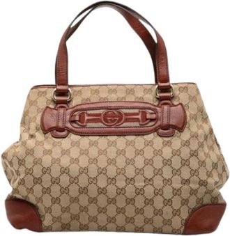 Gucci Pre-owned Handbags, female, Brown, Size: ONE SIZE Pre-owned Dressage Tote Bag