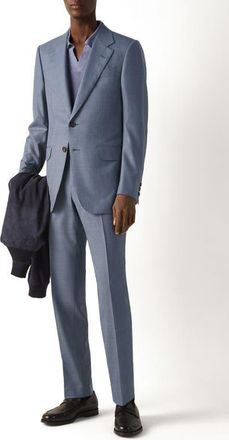 Ermenegildo Zegna Regular Fit Light Blue Glen Check Centoventimila Wool Suit at Nordstrom, Size 40 Us