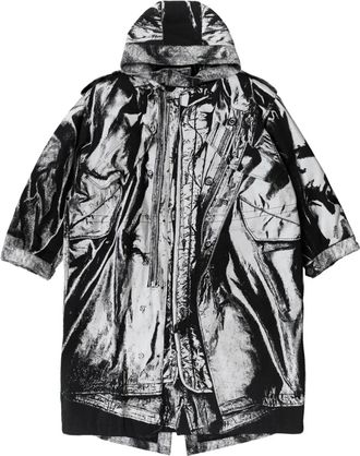 Jean Paul Gaultier Parka con stampa Trompe - Grigio