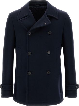 Tagliatore Blue Monaco Double Breasted Wool Peak Lapels Blazer
