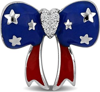 Mimi & Max America 250 Cubic Zirconia Red White and Blue Pin