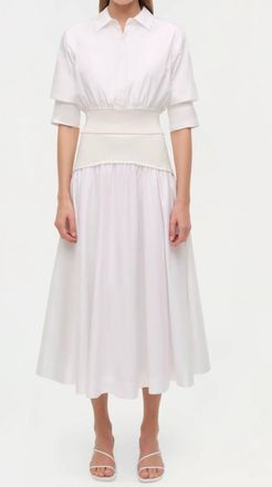 SIMKHAI Ovie Knit Cotton Midi Skirt In White