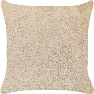 Beliani Coj&iacute;n De Poli&eacute;ster Beige 45 X 45 Cm Accesorio Decorativo Boho Pilea