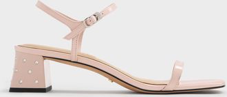 Charles & Keith Emmaline Patent Leather Crystal Sandals