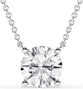 Grown Brilliance 2 Carat Round Lab Grown Solitaire Diamond Necklace in Sterling Silver, 18 Cable Chain, Lobster Clasp, G Color, SI Clarity