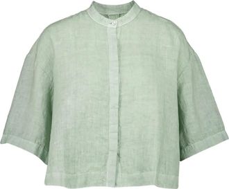 120% Lino Camicia a maniche corte - Verde