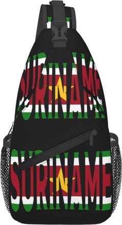 Generic Suriname Font Surinamese Flag Sling Bag Adjustable Cross Body Bag Anti Theft Backpack For Men Casual Cycling