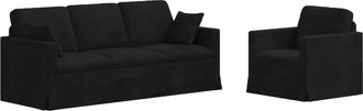 vidaXL Juego De Sof&aacute; 2 Uds. Negro Terciopelo Vidaxl