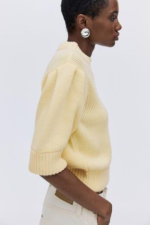 H&M Rib-knit Top in Light Yellow at Nordstrom, Size Xx-Large