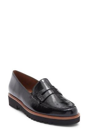 Paul Green Carmel Lug Penny Loafer in Black Crinkled Patent at Nordstrom Rack, Size 11.5Us / 9Uk