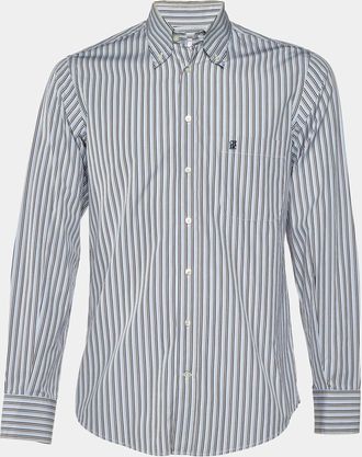 Carolina Herrera Multicolor Stripe Logo Embroidered Cotton Shirt
