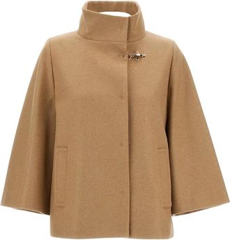 Fay Cappa con gancio - Dames - Ponchos - Bruin - S - Wol - Jassen