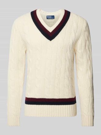 Polo Ralph Lauren Strickpullover mit Zopfmuster in Offwhite, Gr&ouml;&szlig;e XXL