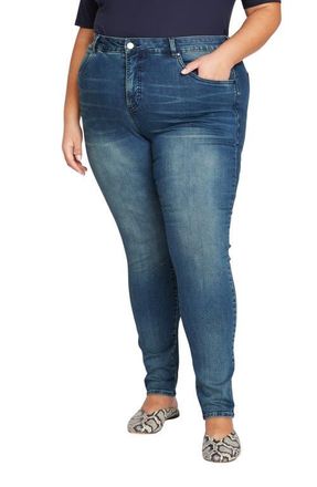 Universal Standard Seine Ankle Skinny Jeans in Distressed Blue at Nordstrom, Size 38W X 32
