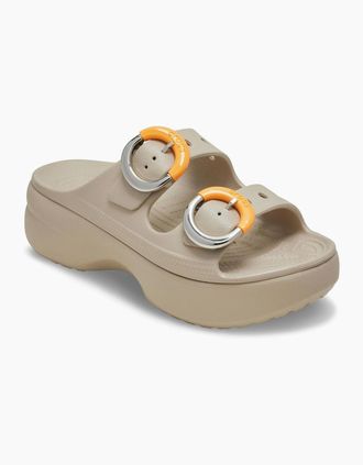 Crocs Womens Crocs Saturday Platform Buckle EVA Womens Dulce Sandals - Brown - Size: UK 8 / eu 41-42 / us w10