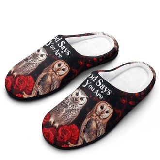 Generic God Says You Are Owl Womens Slippers Warm House Slippers Indoor House Shoes with Anti-Skid Rubber Sole