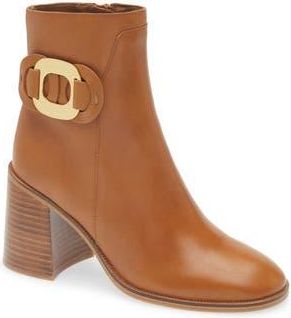 See By Chlo&eacute; Chany Stacked Heel Bootie in Gold at Nordstrom Rack, Size 8Us / 38Eu