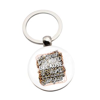 Generic Personalised with Message, I Speak My Mind It Hurts To Bite My Tongue Witty Design Silver Finish Keyring with a Velvet Gift Pouch