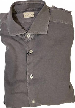 Xacus Mens Tailored Fit Washed Shirt In Grey