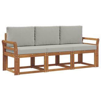 vidaXL Conjunto De Sof&aacute;s De Exterior 3 Pcs Gris Natural Y Claro Vidaxl